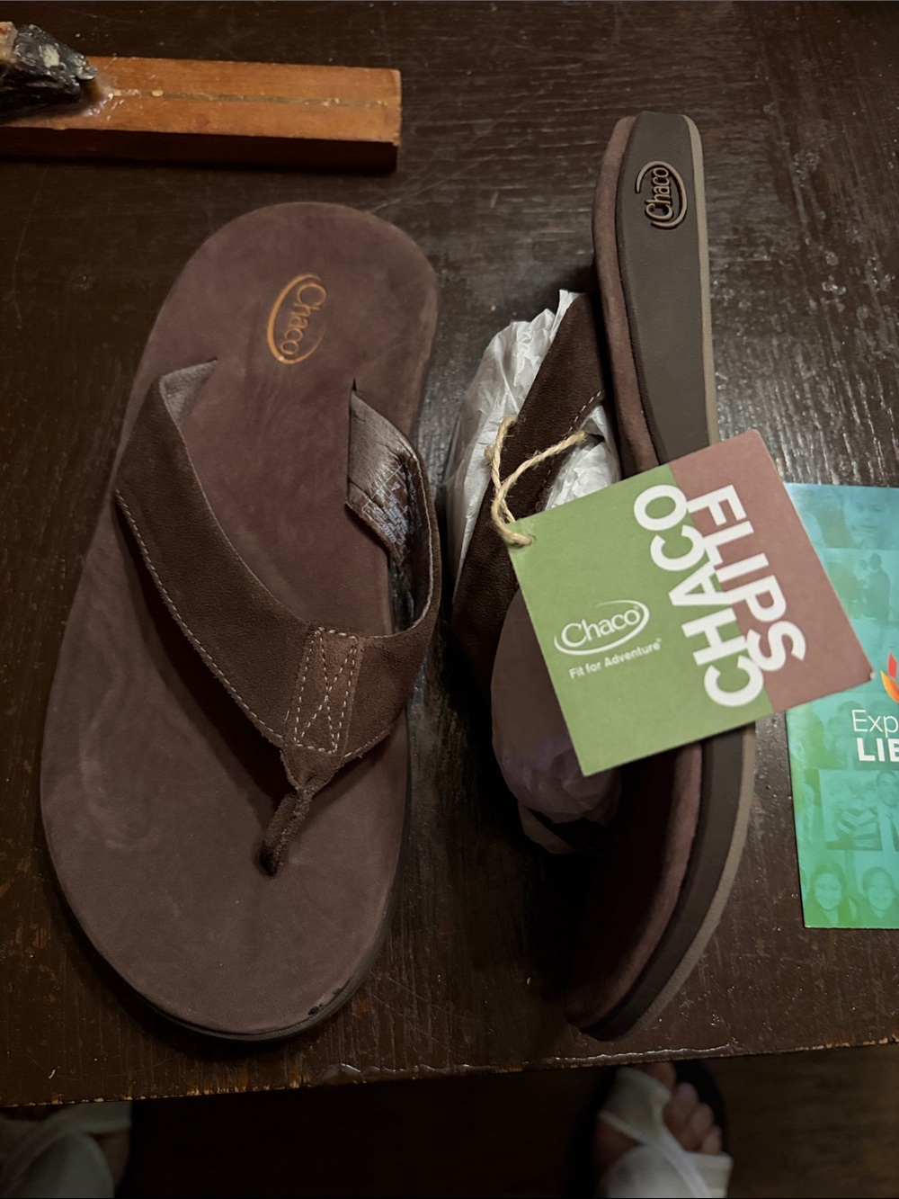 Chaco Men's Dark Brown Suede Flip Flops